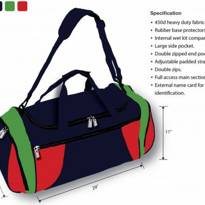 Millfield Sports Bag Navy/Red/Green