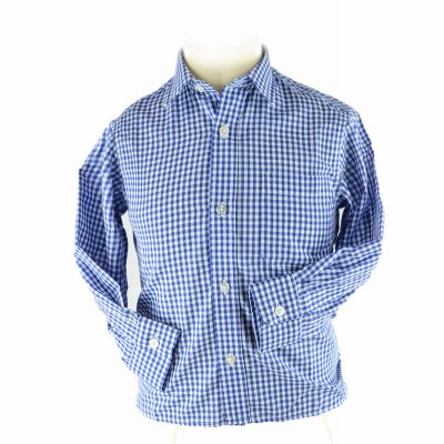 L/ S Checked School Shirt Royal Blue